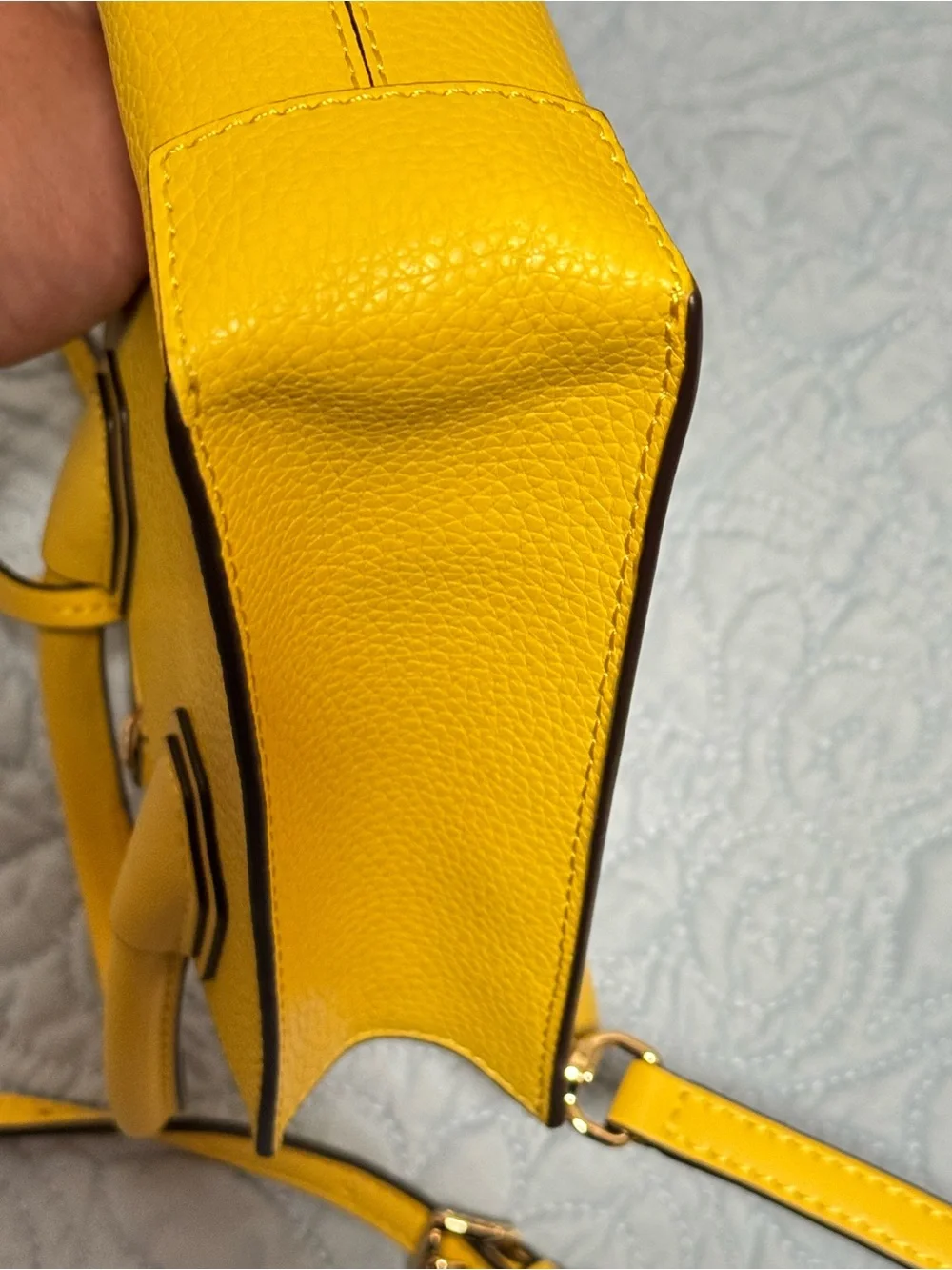 Michael Kors Yellow Mini Mercer Pebbled Leather Crossbody Tote MK Charm